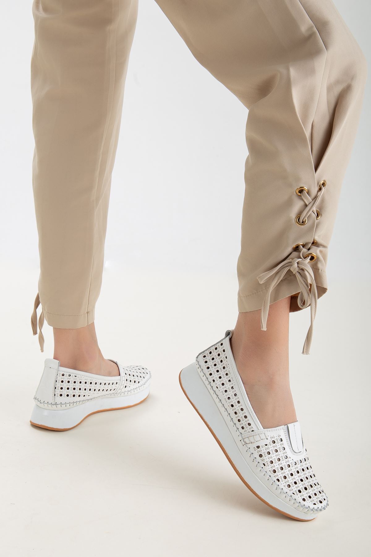 Gemma Kadın Hakiki Deri Günlük Ayakkabı Beyaz