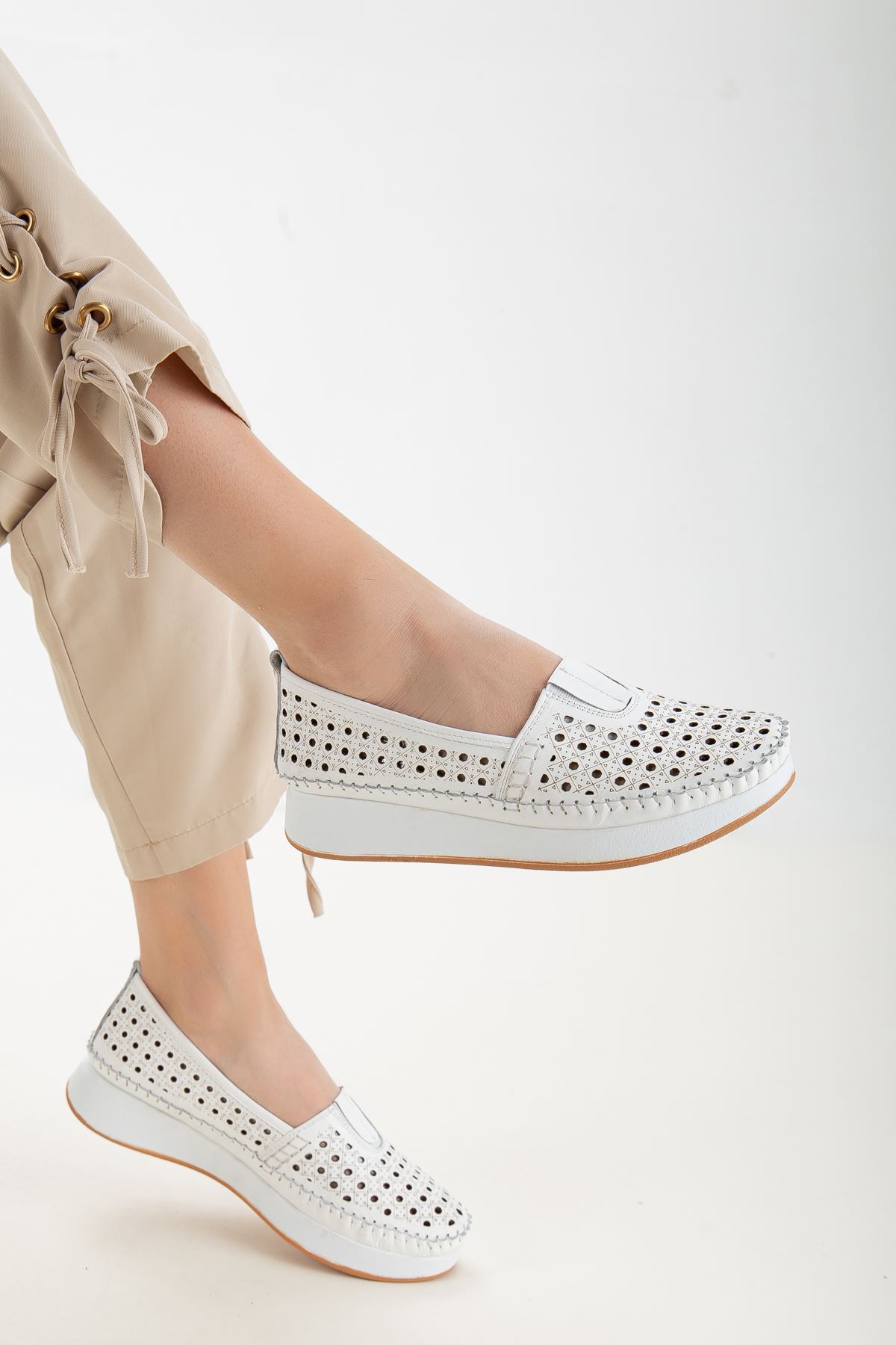 Gemma Kadın Hakiki Deri Günlük Ayakkabı Beyaz