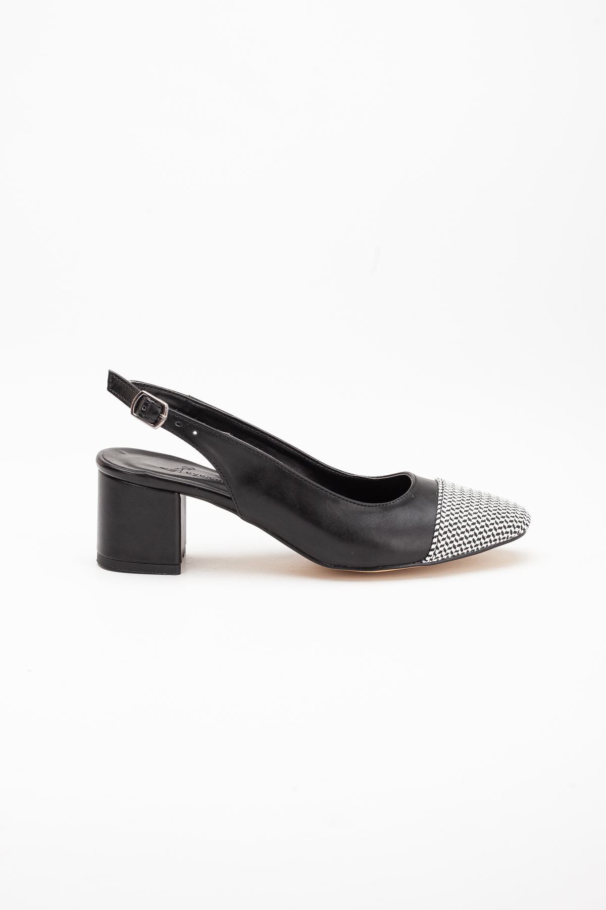 Fred Kadın Desenli Topuklu Ayakkabı Siyah Cilt