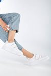 Medle Kadın Cırtlı Taş Detaylı Spor Ayakkabı Beyaz